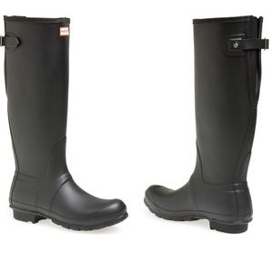 adjustable back matte black hunter rainboots